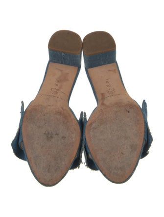 Loeffler Randall Denim Ruffle Embellishment Slides