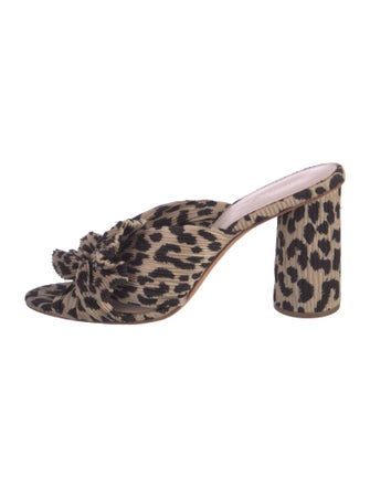 Loeffler Randall Animal Print Bow Accents Mules