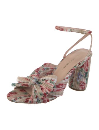 Loeffler Randall Floral Print Pleated Accents Sandals
