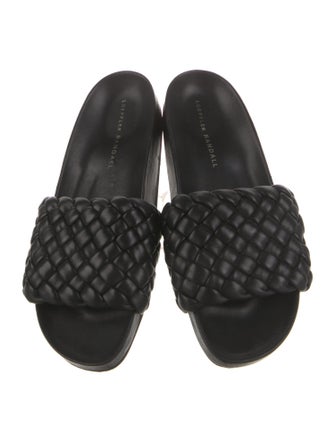 Loeffler Randall Leather Braided Accents Slides