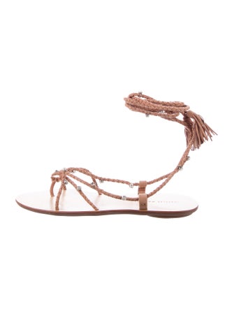 Loeffler Randall Leather Crystal Embellishments Slides