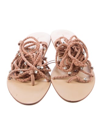 Loeffler Randall Leather Crystal Embellishments Slides