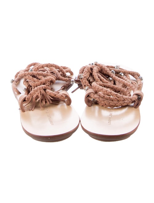 Loeffler Randall Leather Crystal Embellishments Slides