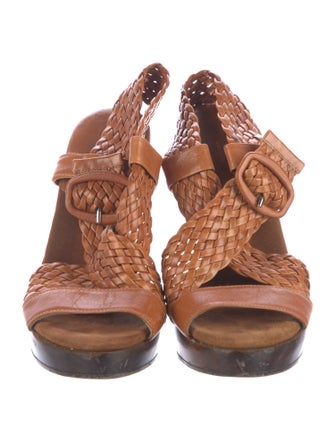 Loeffler Randall Leather Braided Accents Slingback Sandals