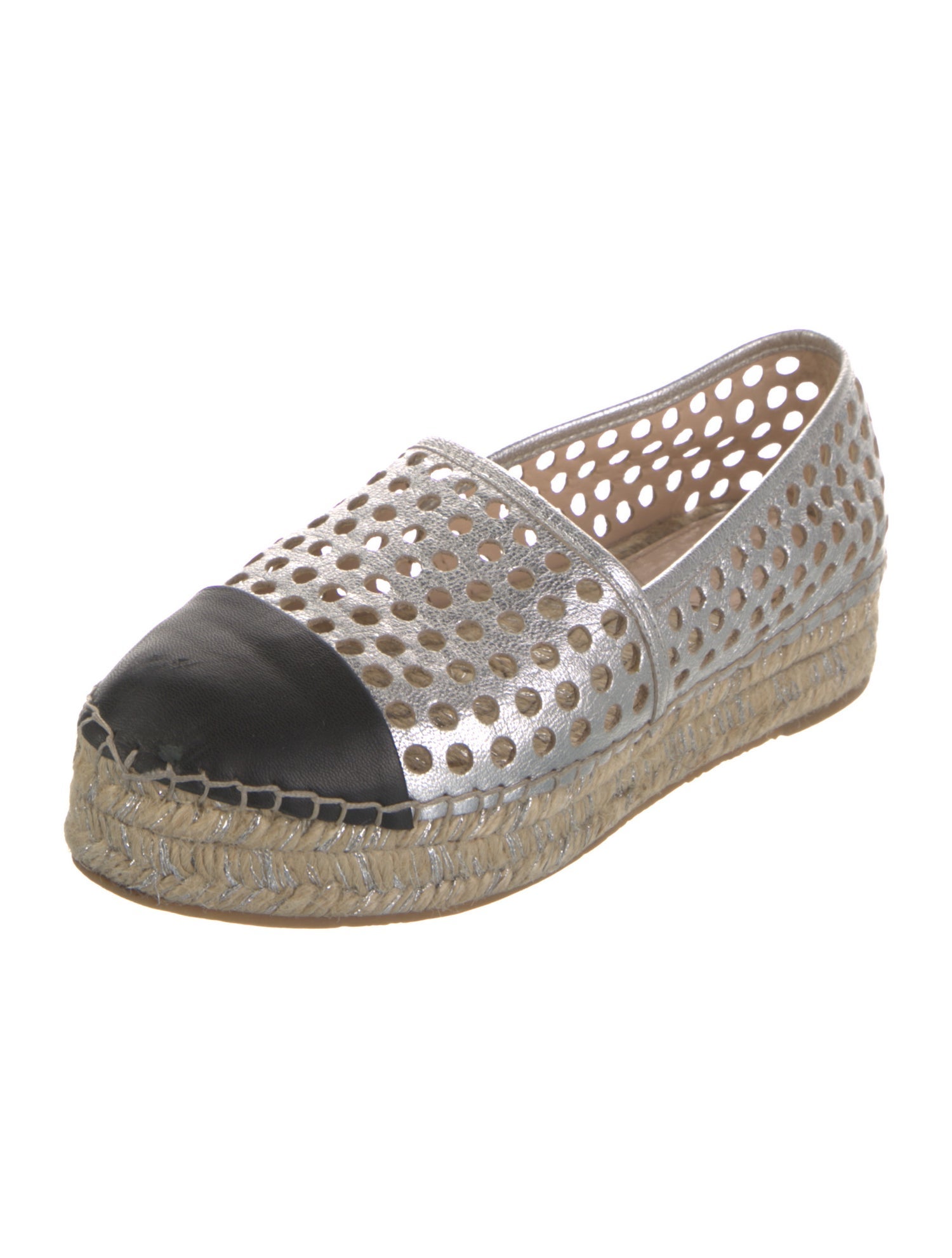 Loeffler Randall Leather Lasercut Accents Espadrilles