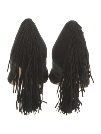 Loeffler Randall Suede Fringe Trim Accent Pumps