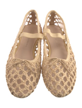 Loeffler Randall Straw Bow Accents Ballet Flats