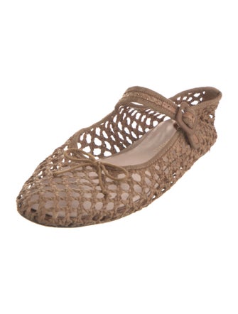 Loeffler Randall Raffia Bow Accents Mary Jane Flats