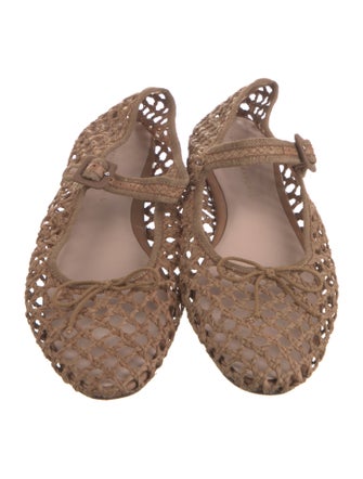 Loeffler Randall Raffia Bow Accents Mary Jane Flats