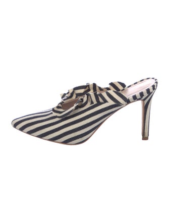 Loeffler Randall Striped Ruffle Embellishment Mules