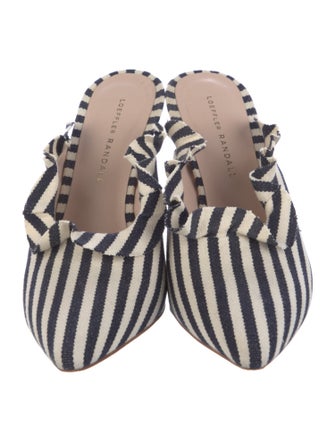 Loeffler Randall Striped Ruffle Embellishment Mules