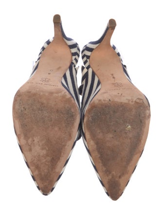 Loeffler Randall Striped Ruffle Embellishment Mules