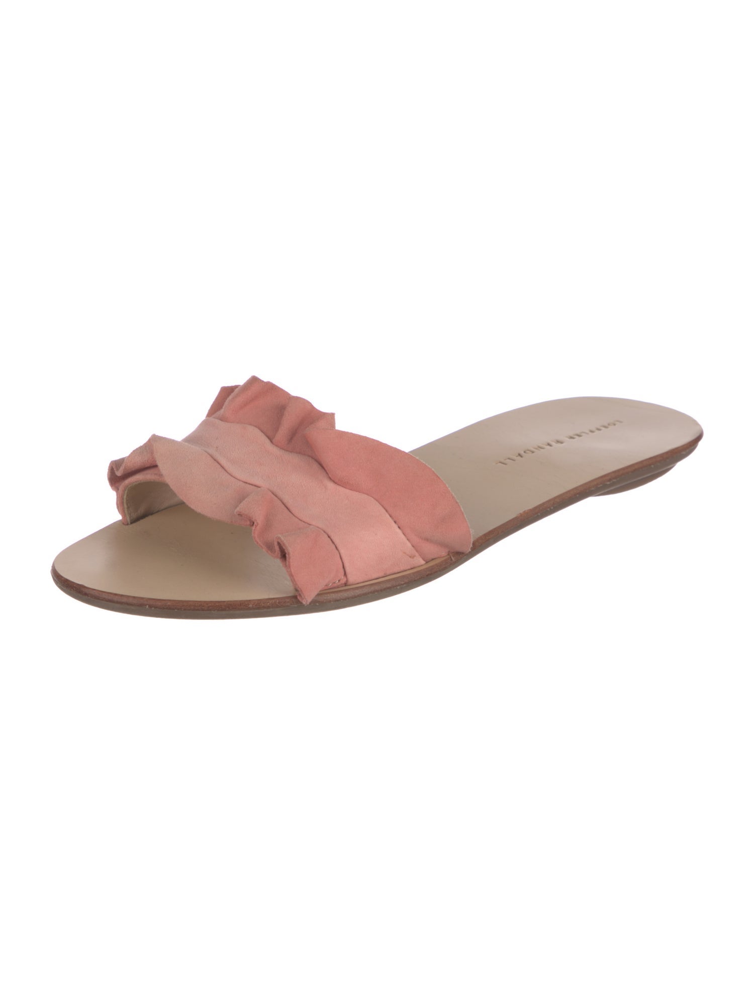 Loeffler Randall Suede Ruffle Embellishment Slides