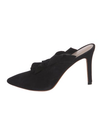 Loeffler Randall Suede Ruffle Embellishment Mules