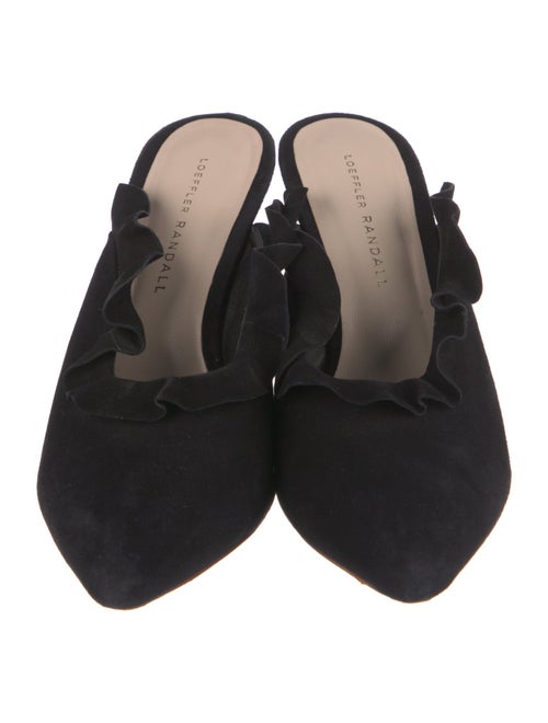 Loeffler Randall Suede Ruffle Embellishment Mules