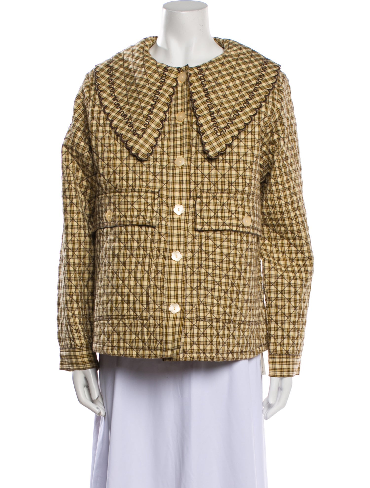 Loeffler Randall Linen Plaid Print Blazer w/ Tags