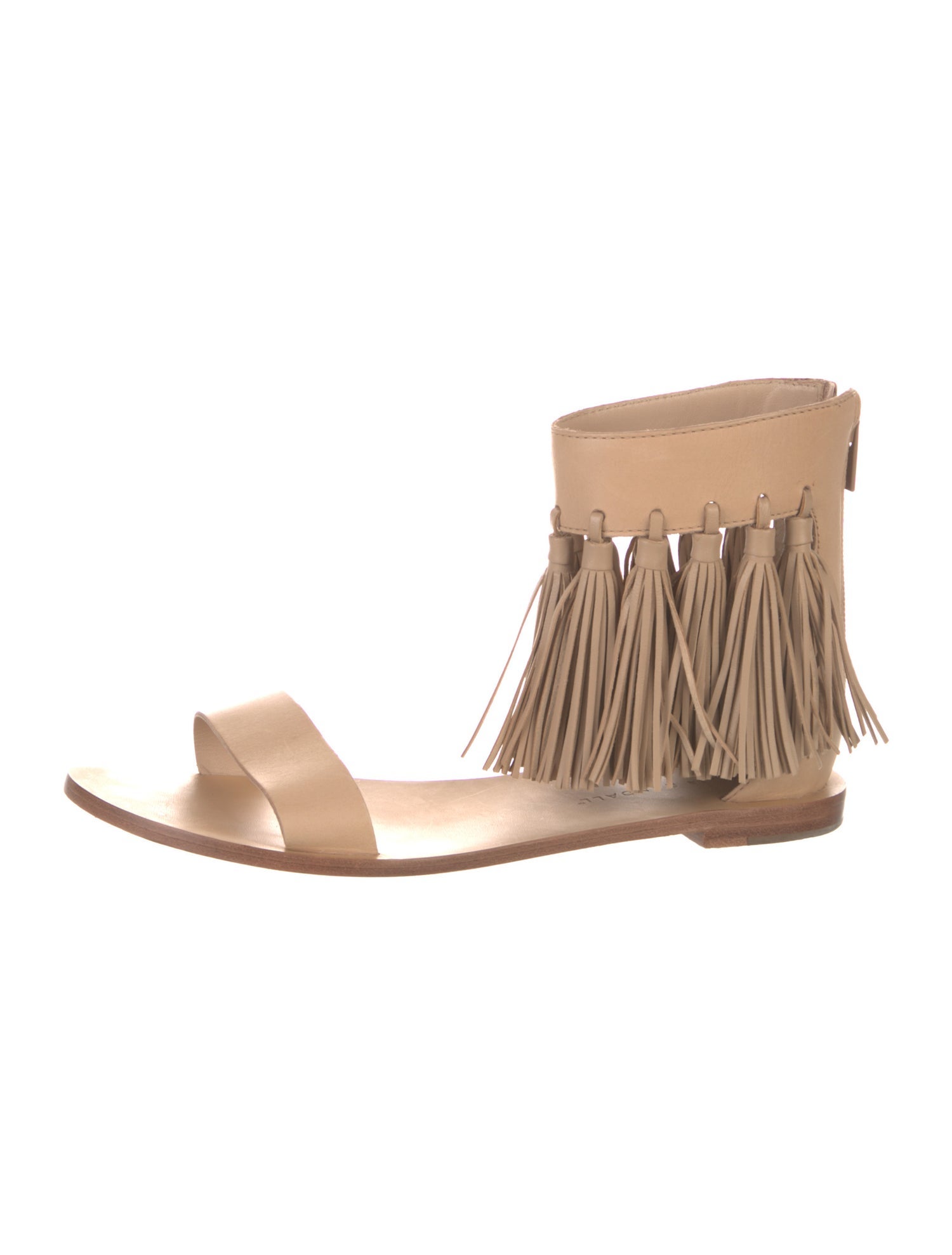 Loeffler Randall Leather Fringe Trim Accent Slingback Sandals