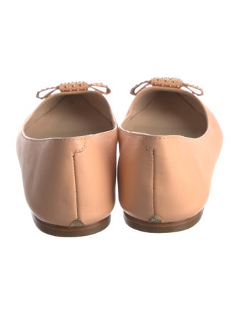 Loeffler Randall Leather Bow Accents Ballet Flats