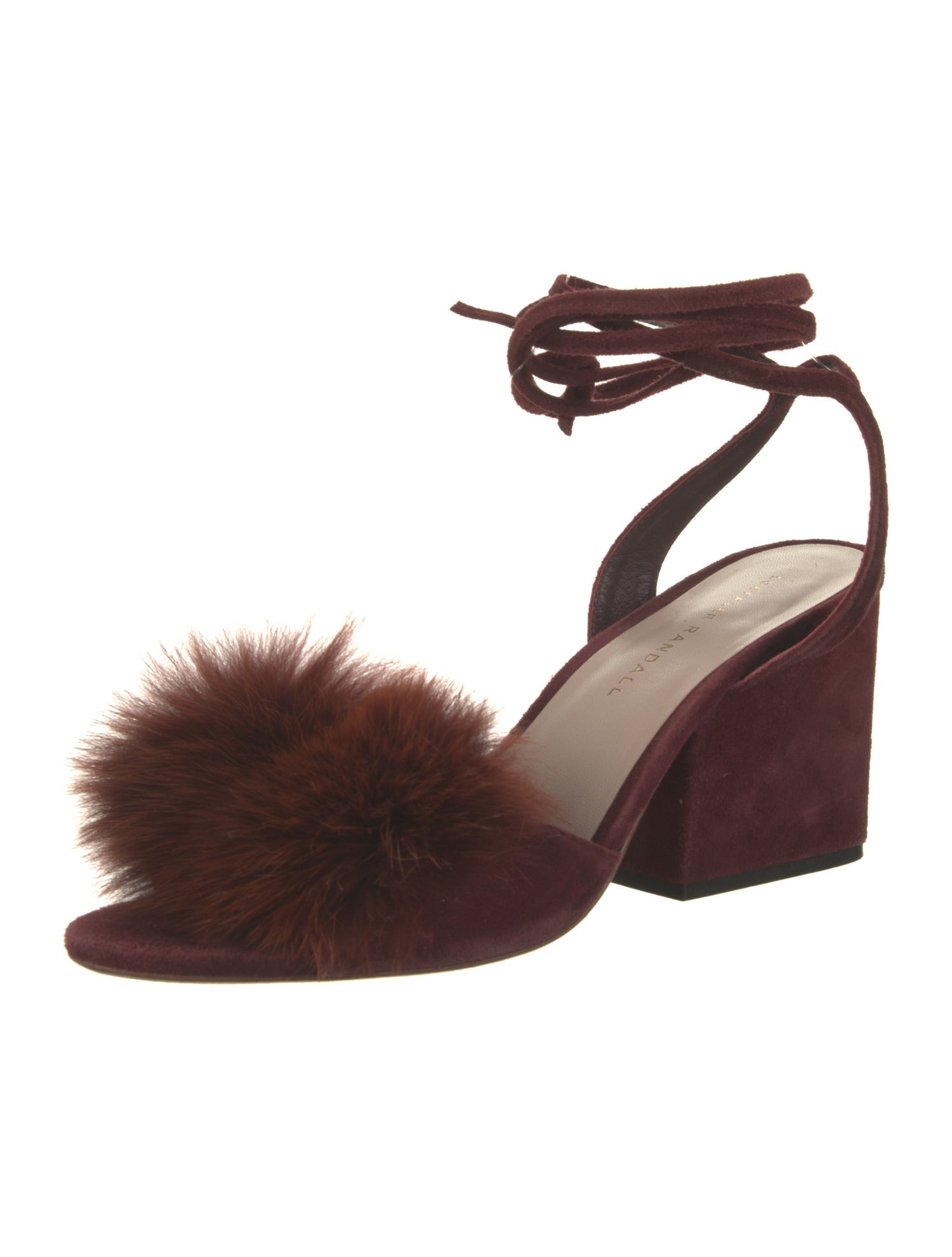 Loeffler Randall Suede Fur Trim Sandals