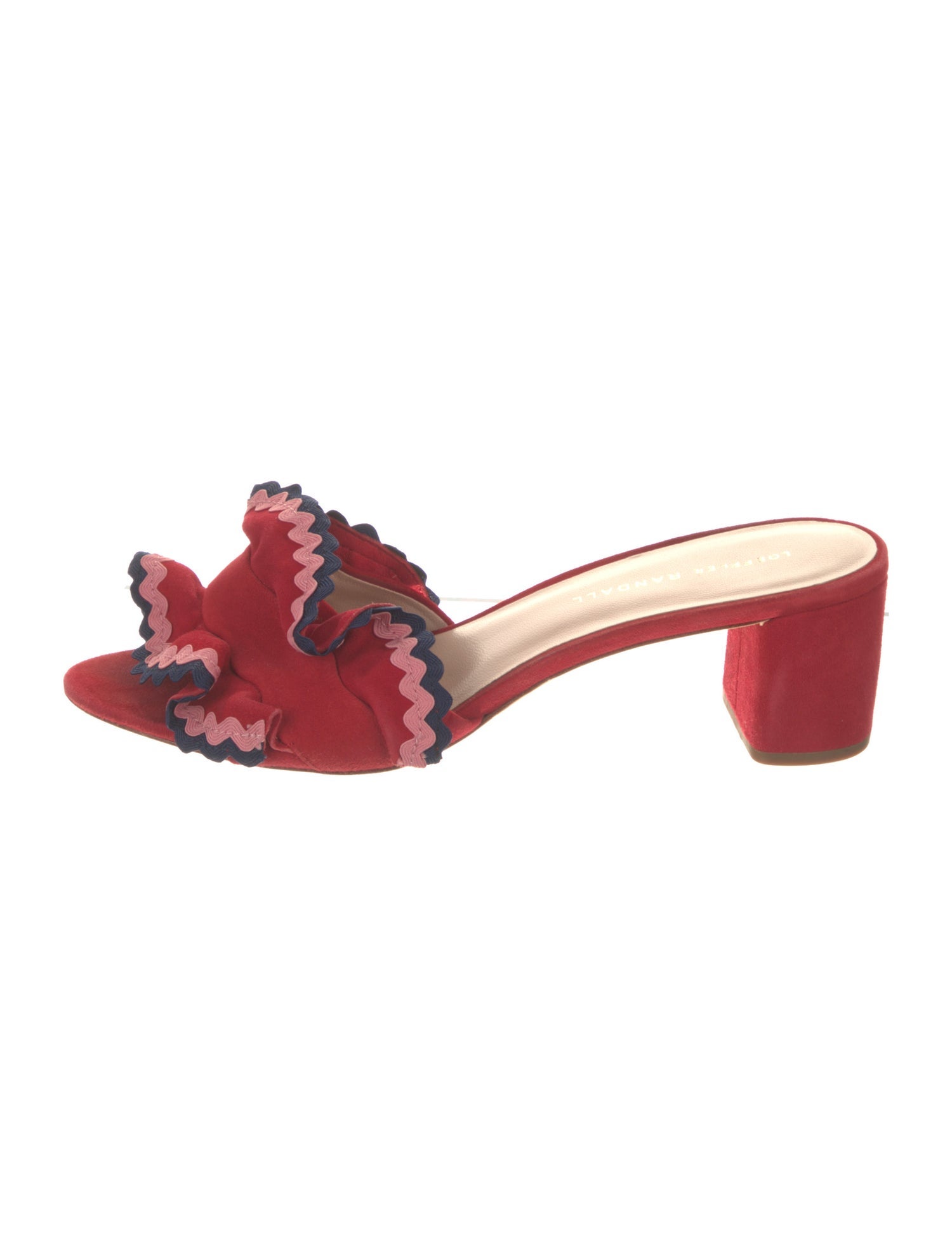 Loeffler Randall Suede Ruffle Embellishment Slides