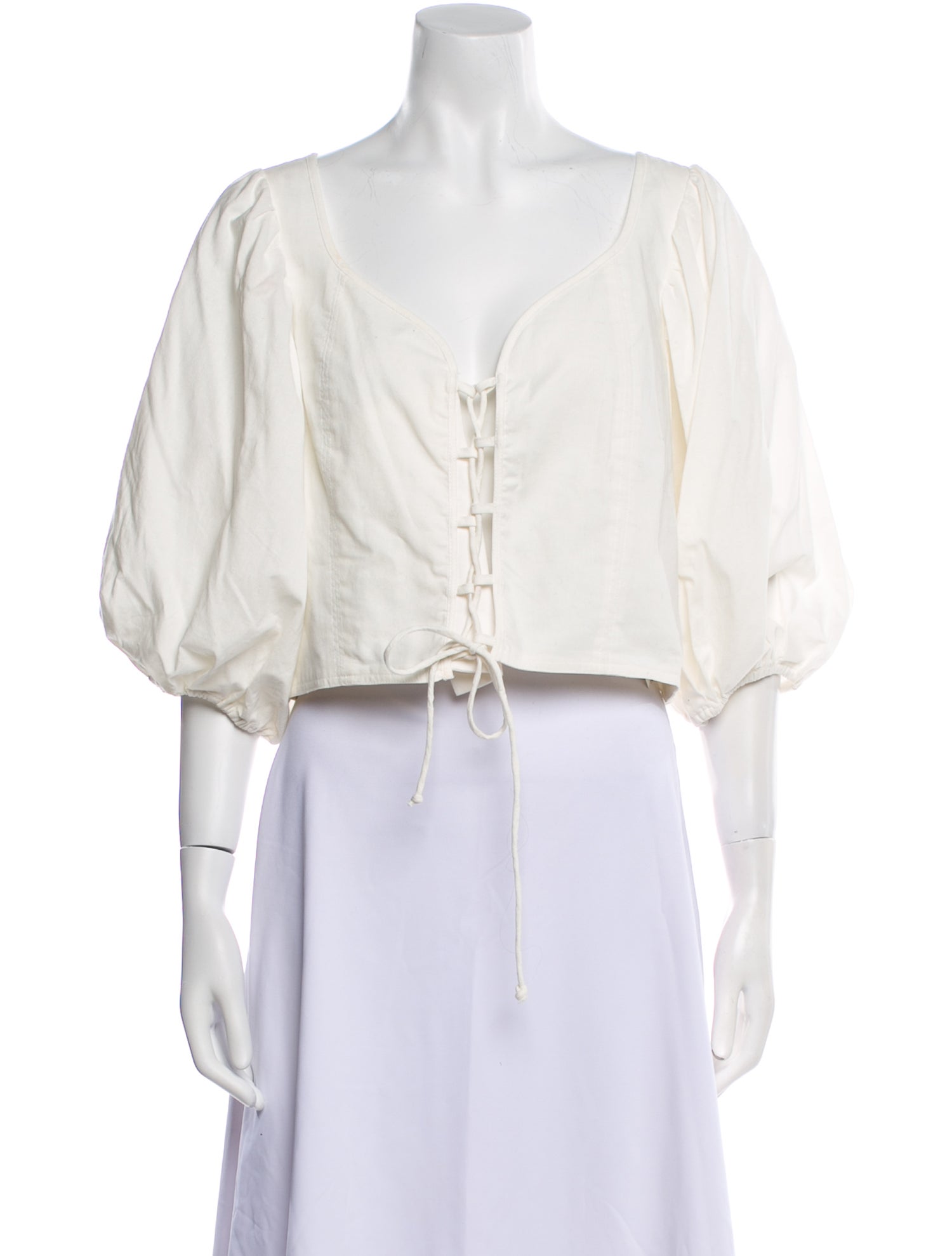 Loeffler Randall V-Neck Three-Quarter Sleeve Crop Top