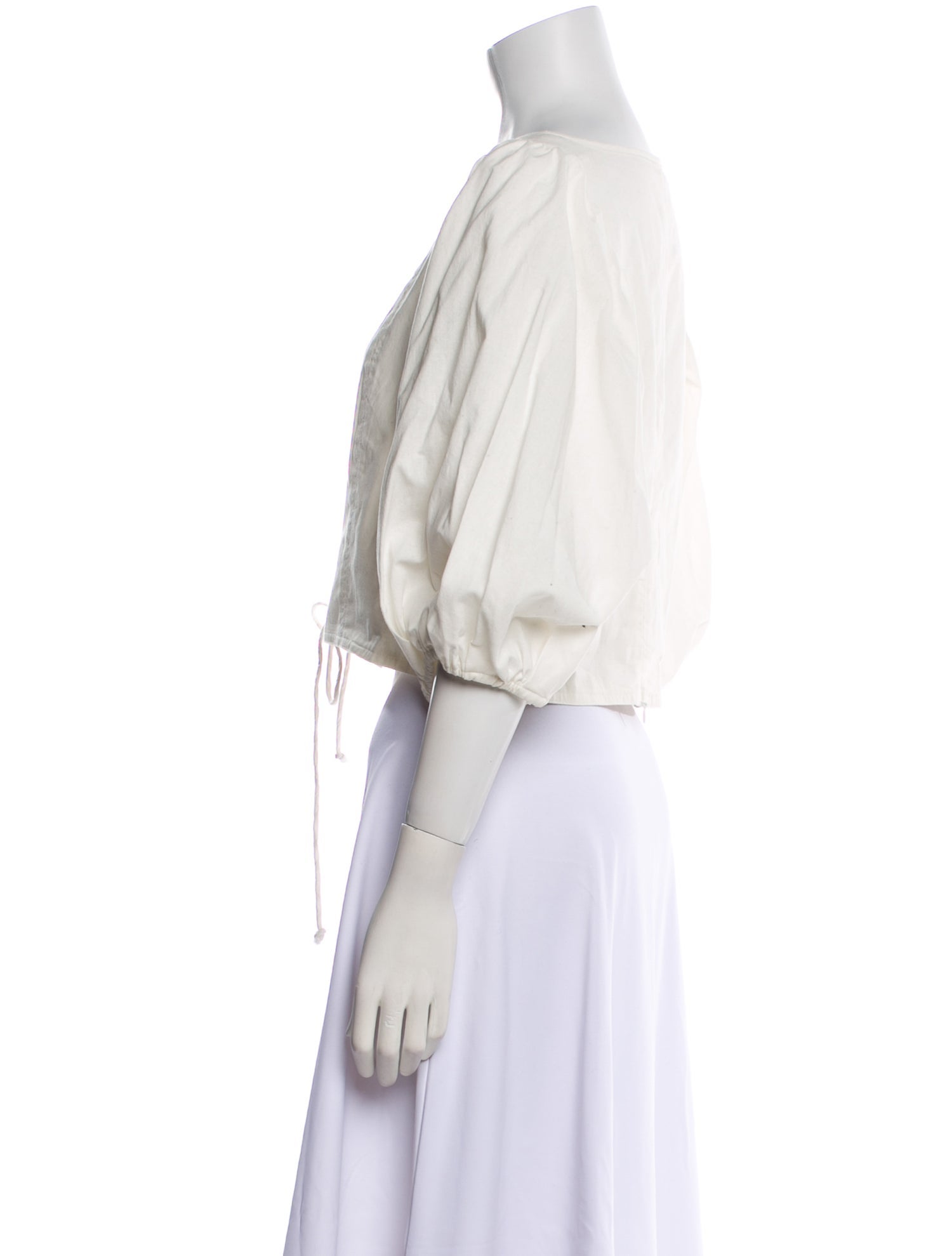 Loeffler Randall V-Neck Three-Quarter Sleeve Crop Top