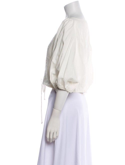 Loeffler Randall V-Neck Three-Quarter Sleeve Crop Top