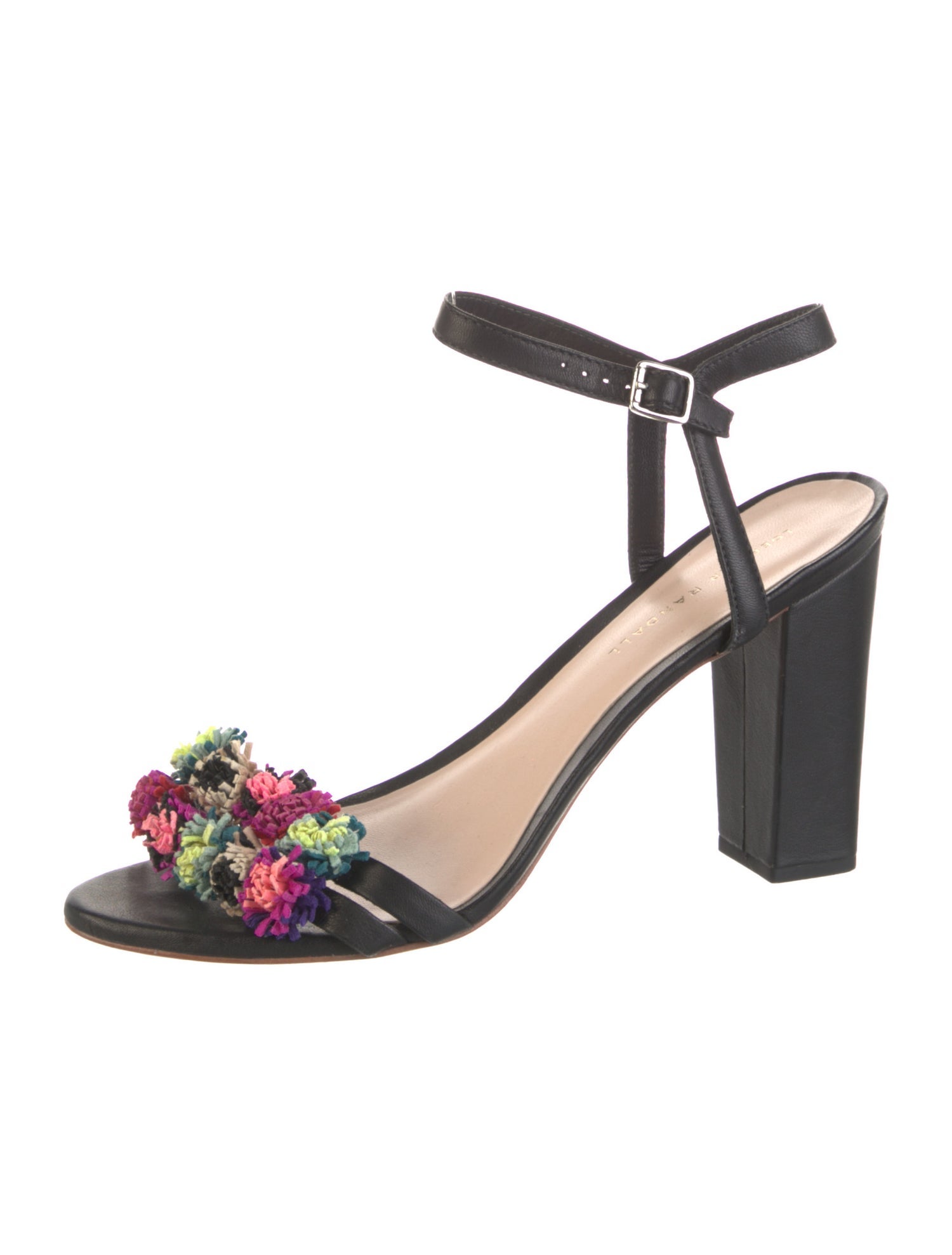 Loeffler Randall Leather Pom-Pom Embellishments Sandals