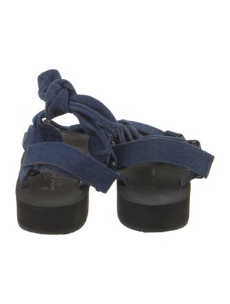 Loeffler Randall Denim Colorblock Pattern Slingback Sandals