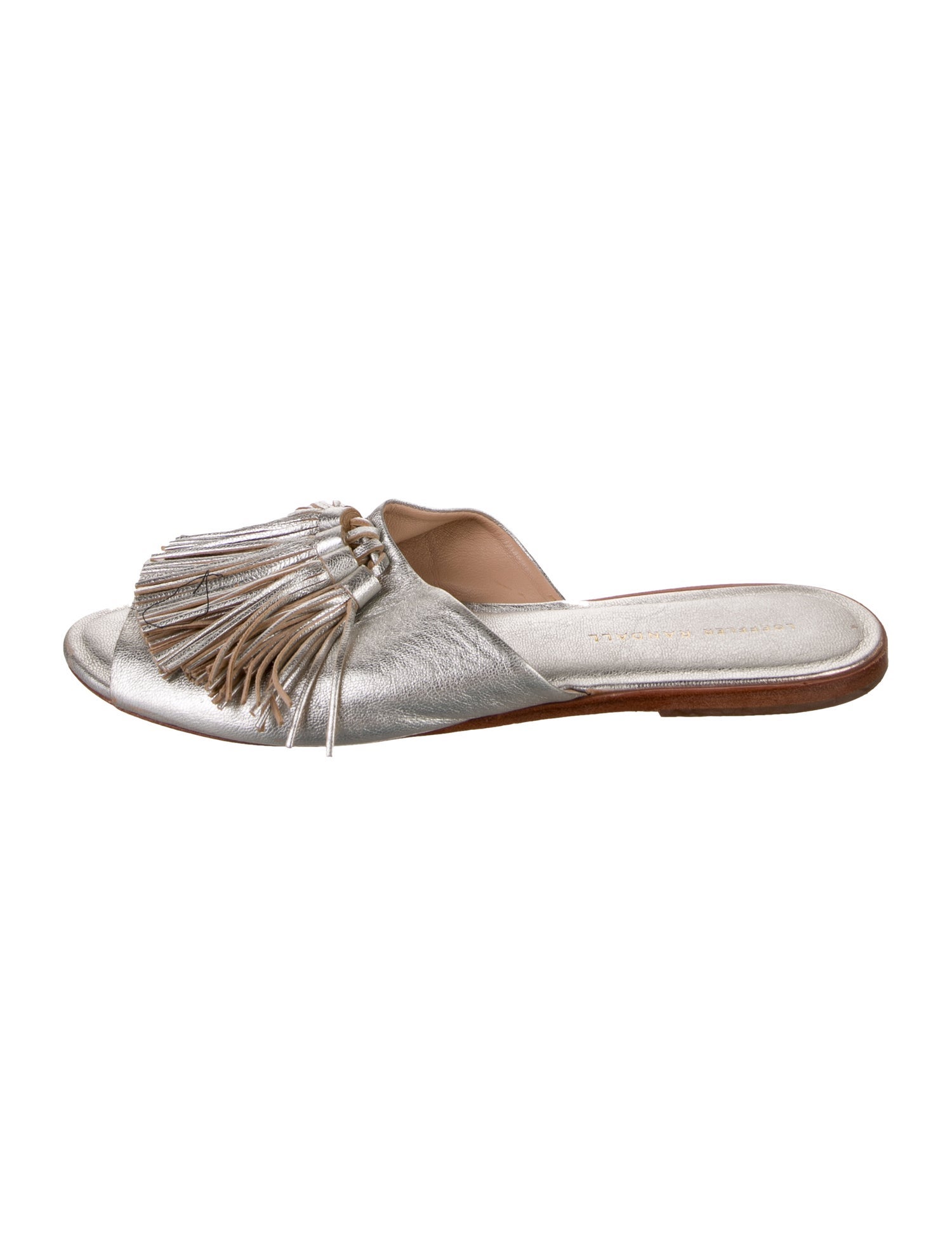 Loeffler Randall Leather Fringe Trim Accent Slides