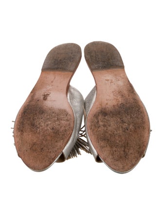 Loeffler Randall Leather Fringe Trim Accent Slides