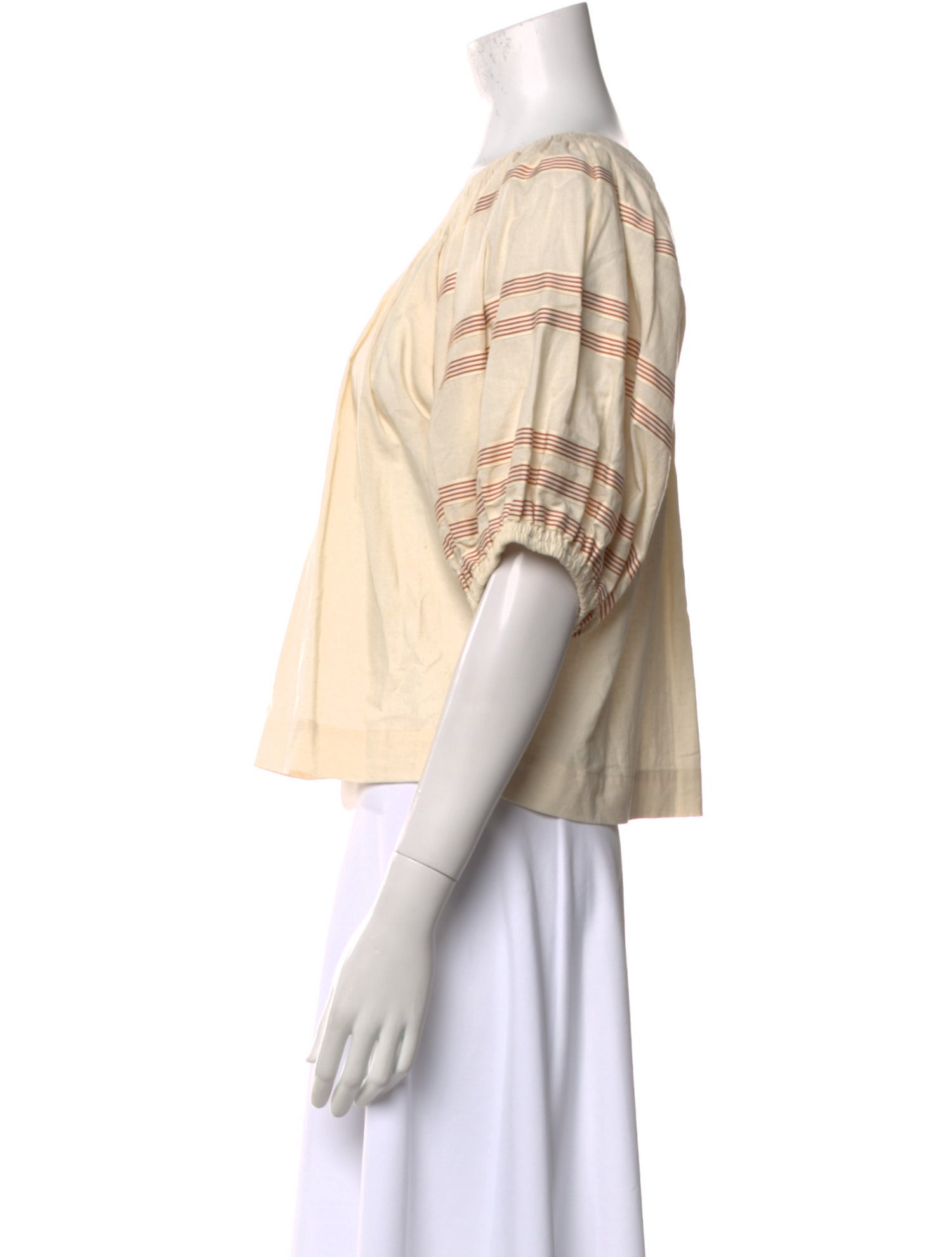 Loeffler Randall Bateau Neckline Short Sleeve Crop Top