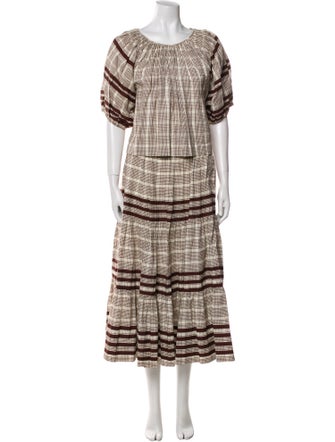 Loeffler Randall Striped Ruffle Embellishment Skirt Set