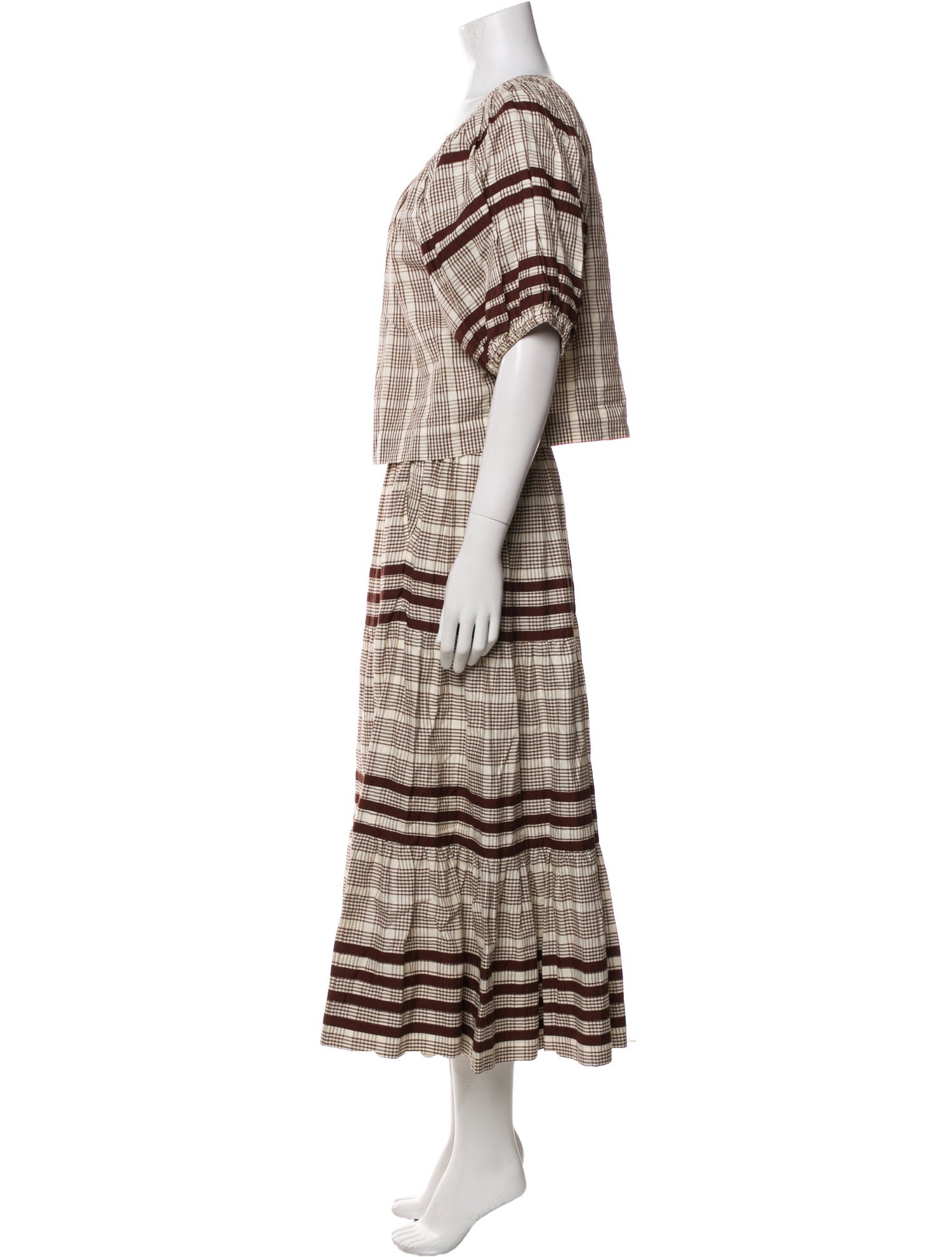 Loeffler Randall Striped Ruffle Embellishment Skirt Set