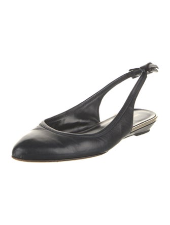 Loeffler Randall Leather Bow Accents Slingback Flats