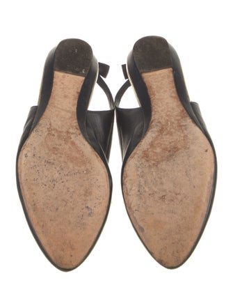 Loeffler Randall Leather Bow Accents Slingback Flats