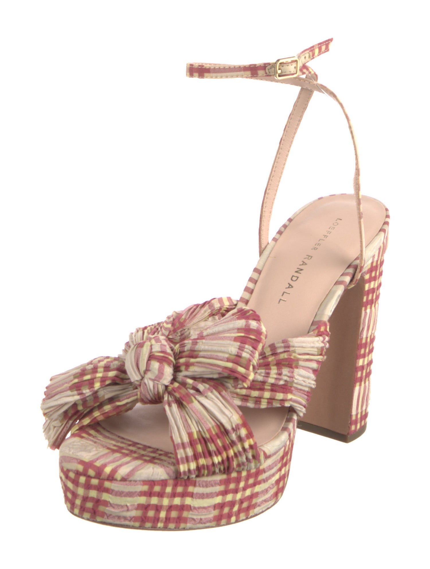 Loeffler Randall Plaid Print Bow Accents Sandals