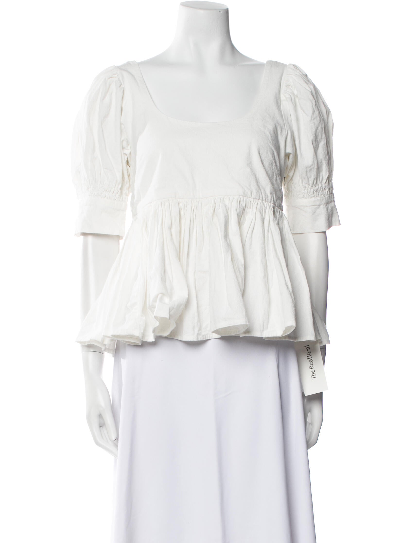 Loeffler Randall Square Neckline Three-Quarter Sleeve Blouse