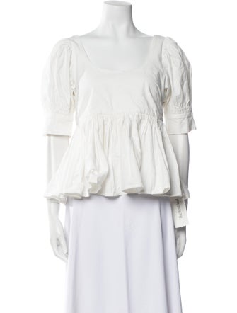 Loeffler Randall Square Neckline Three-Quarter Sleeve Blouse