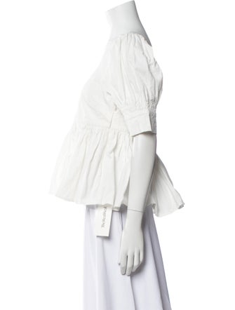 Loeffler Randall Square Neckline Three-Quarter Sleeve Blouse