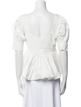 Loeffler Randall Square Neckline Three-Quarter Sleeve Blouse