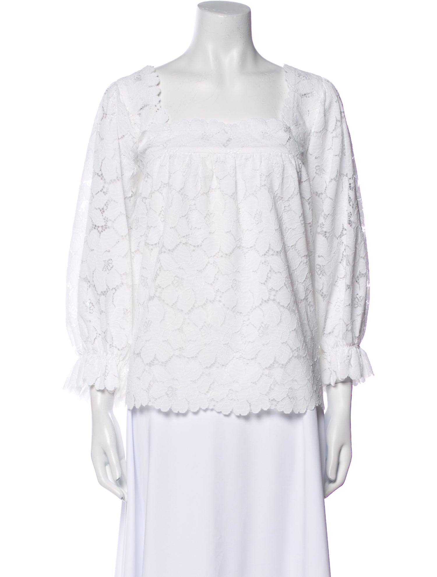 Loeffler Randall Lace Pattern Square Neckline Blouse w/ Tags