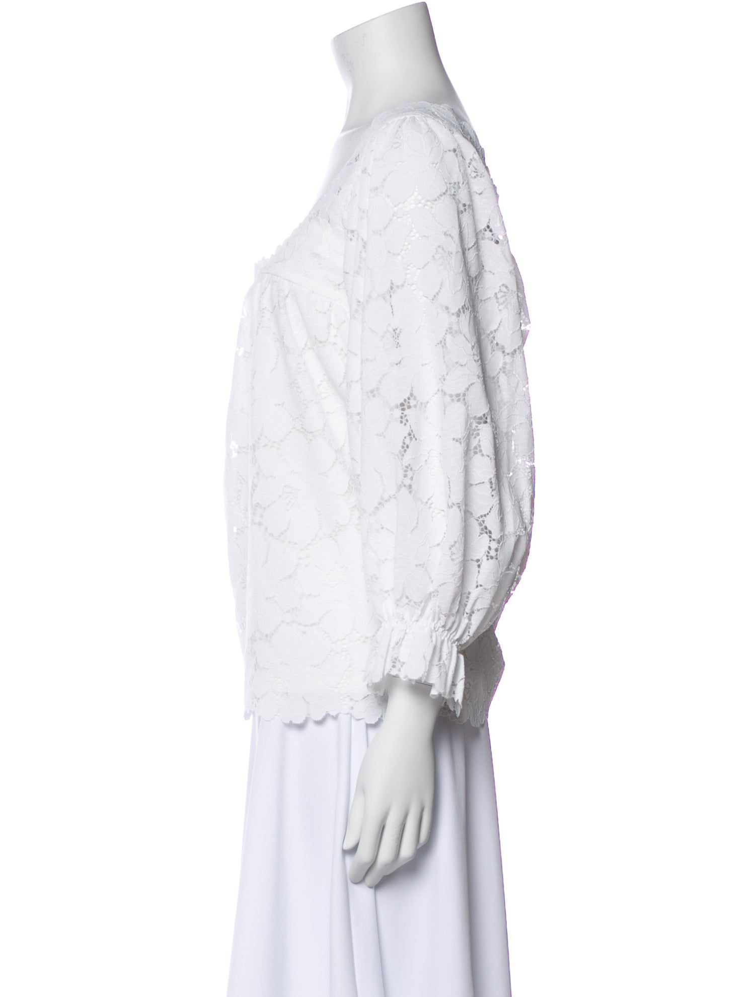 Loeffler Randall Lace Pattern Square Neckline Blouse w/ Tags