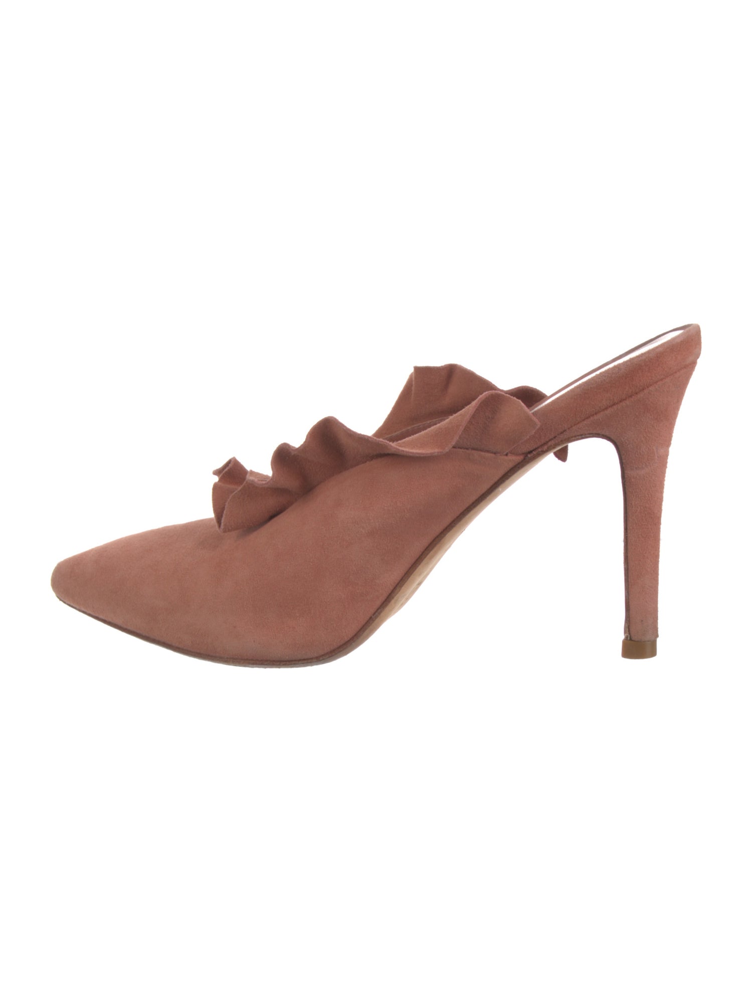 Loeffler Randall Suede Ruffle Embellishment Mules