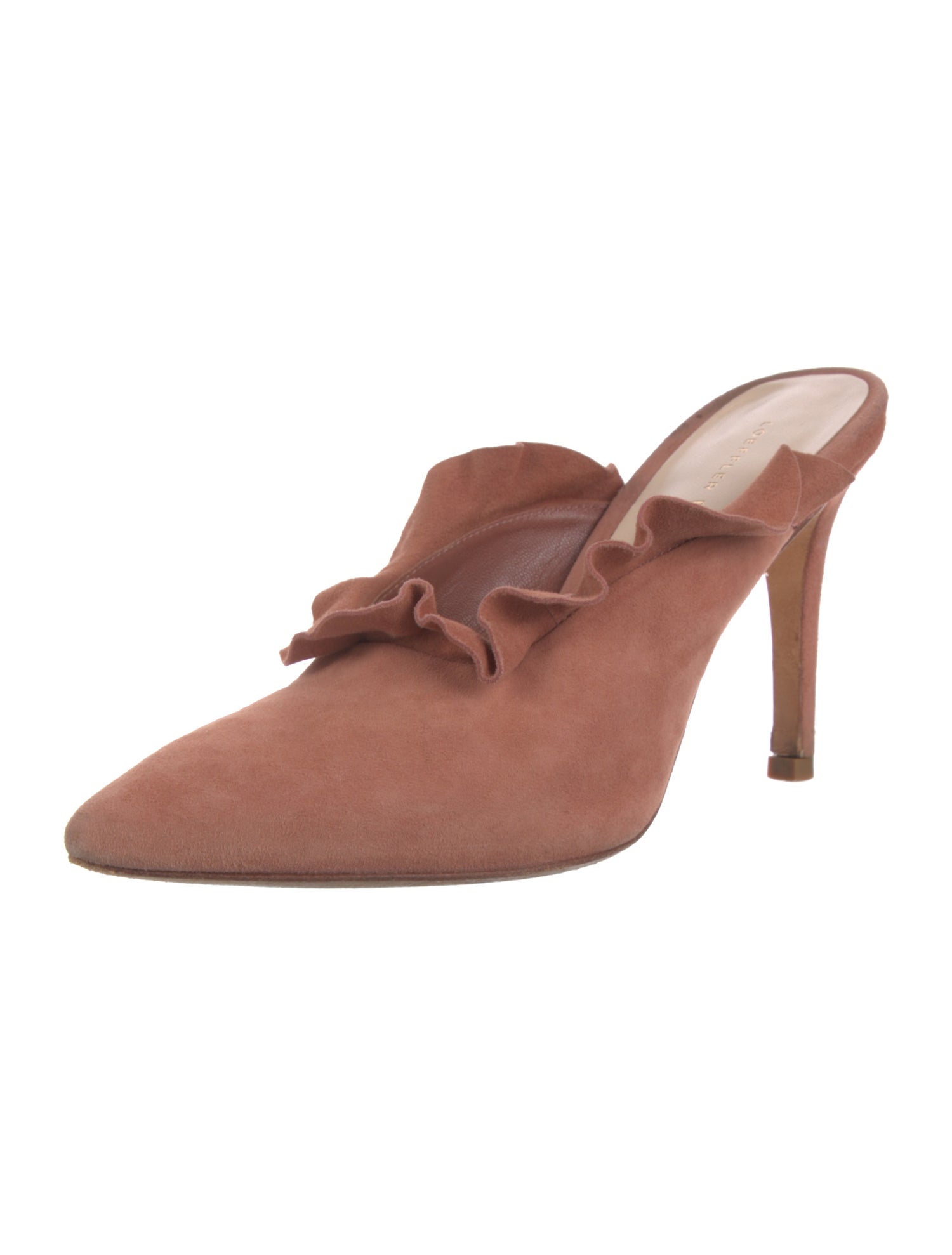 Loeffler Randall Suede Ruffle Embellishment Mules