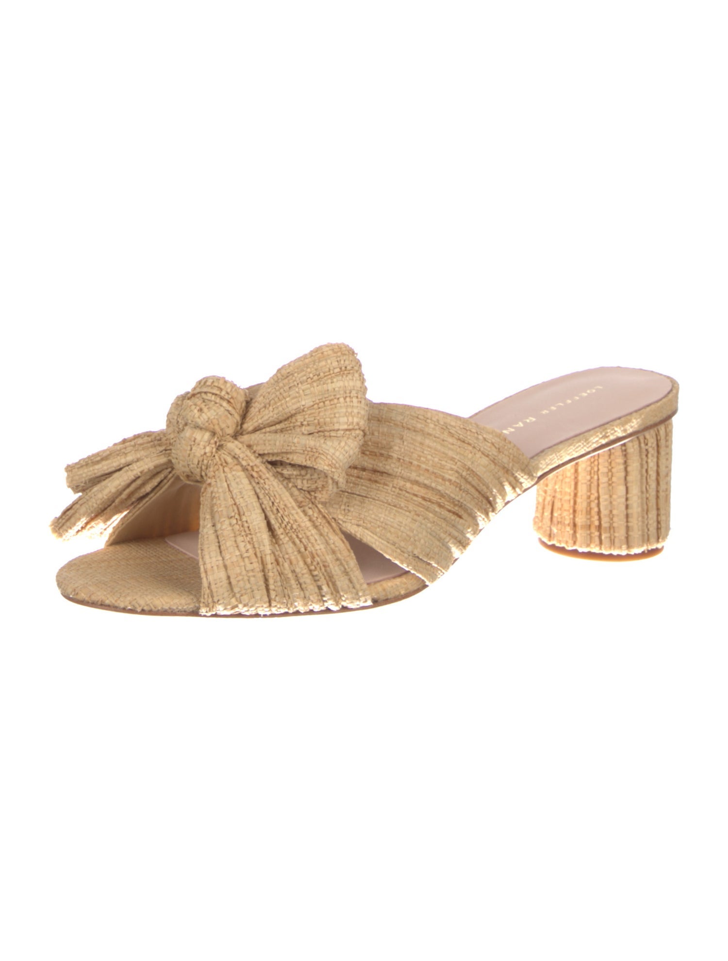 Loeffler Randall Raffia Bow Accents Slides