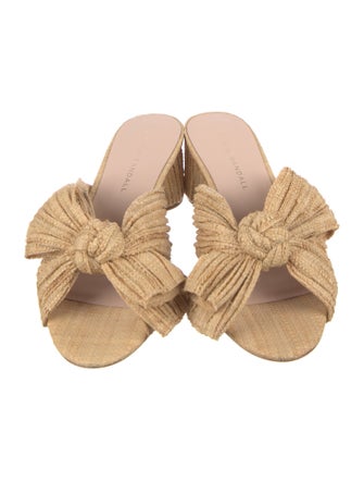 Loeffler Randall Raffia Bow Accents Slides