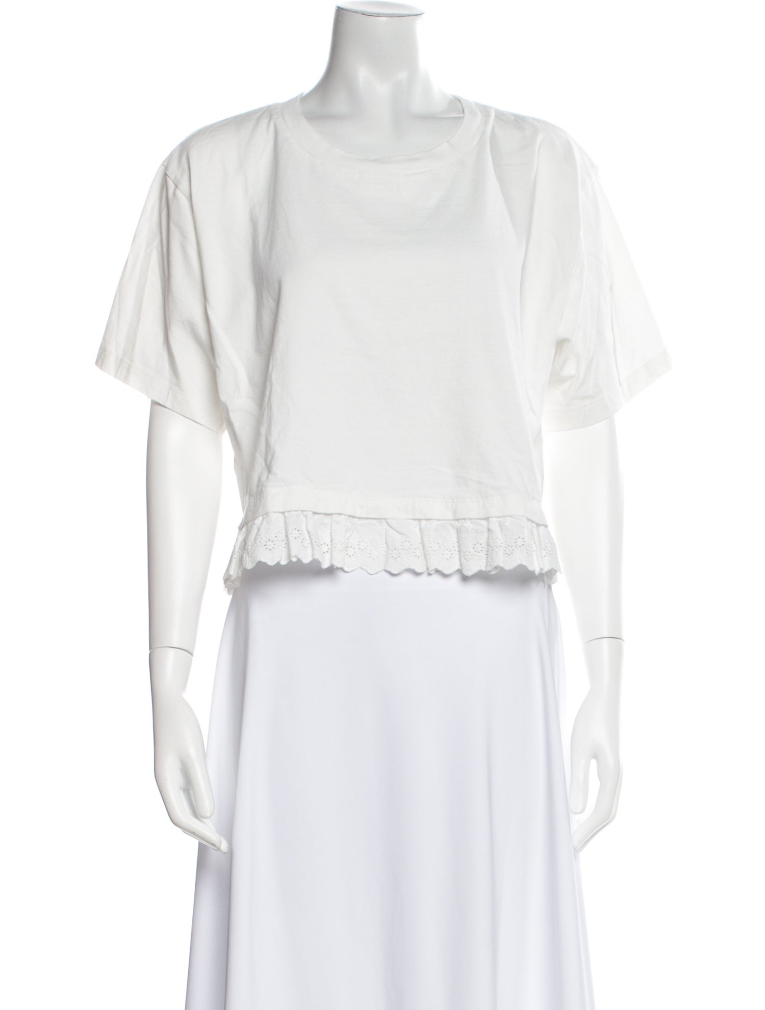 Loeffler Randall Scoop Neck Short Sleeve Crop Top