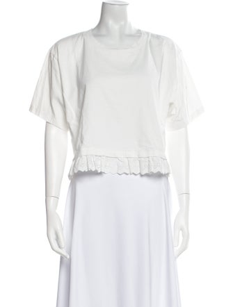 Loeffler Randall Scoop Neck Short Sleeve Crop Top