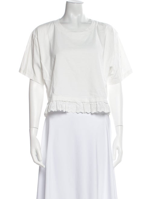 Loeffler Randall Scoop Neck Short Sleeve Crop Top